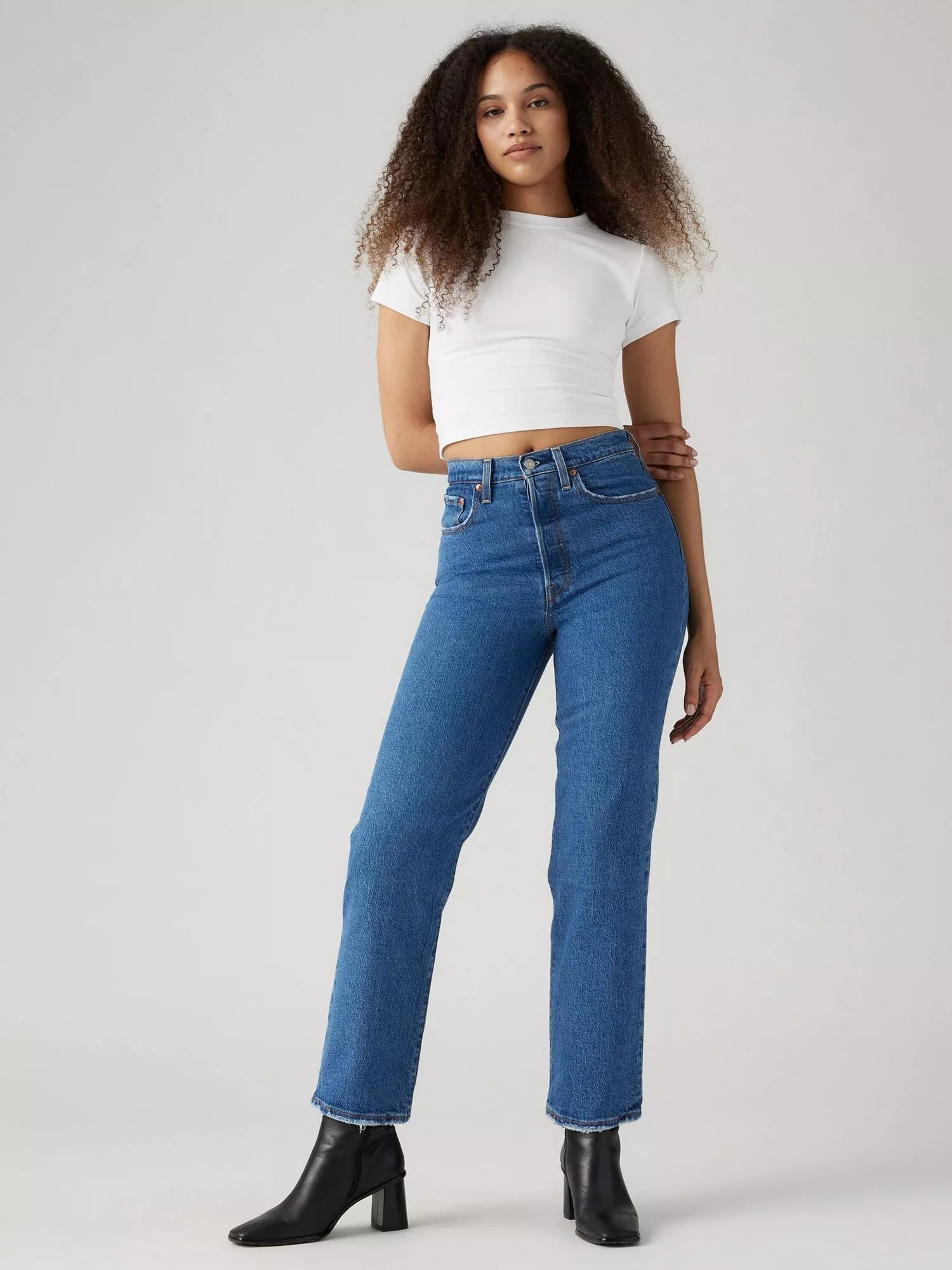 Levi's Ribcage Straight Leg Jeans, Jazz Pop | John Lewis (UK)