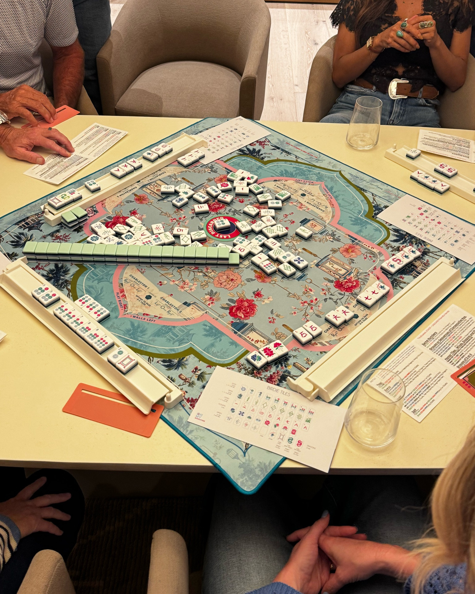 I’ve been teaching on this mat for a few months now, and it is stunning and has endured many lessons! These mats can be washed on a gentle cycle (I hang dry my mats) 
And it pairs well a variety of tiles and racks! Linking Oh My Mahjong items and Amazon finds as well!

Reminder! Code : add code PINKLOTUS in checkout for a small discount on Oh My Mahjong

#LTKootd #LTKHome #LTKSeasonal