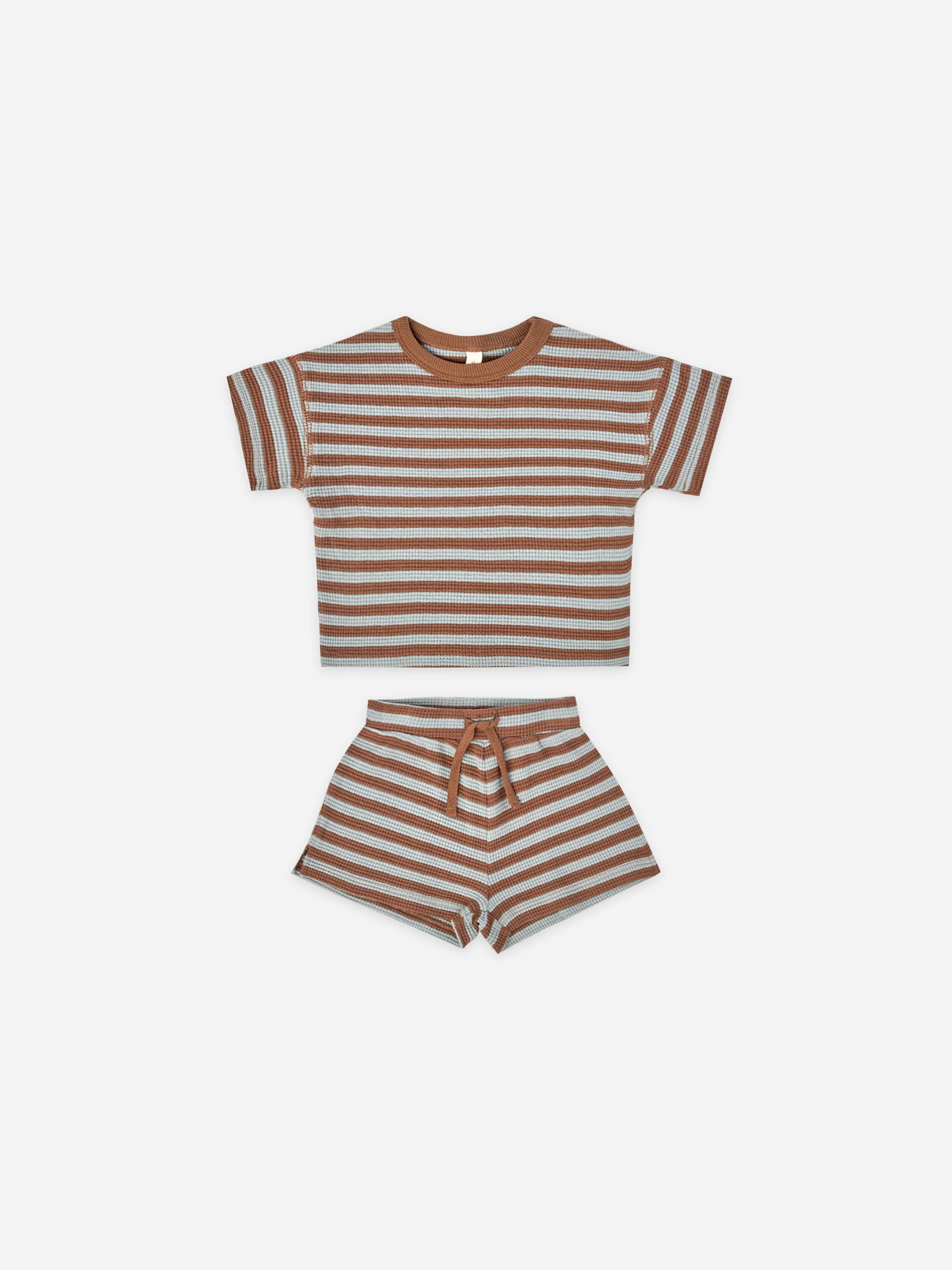 waffle short set | sienna, sky stripe | Quincy Mae