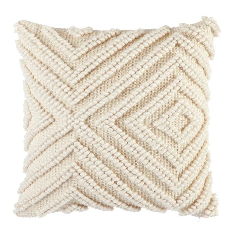 Better Homes & Garden 20" X 20" Heathered Loop Geo Cotton/Polyester Decorative Pillow, Vanilla Dr... | Walmart (US)