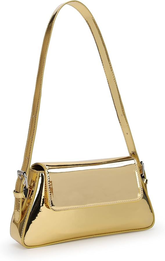 Amazon.com: JBB Women's Gold Metallic Clutch Purse Y2K Tote Bags Evening Party Leather Shoulder S... | Amazon (US)