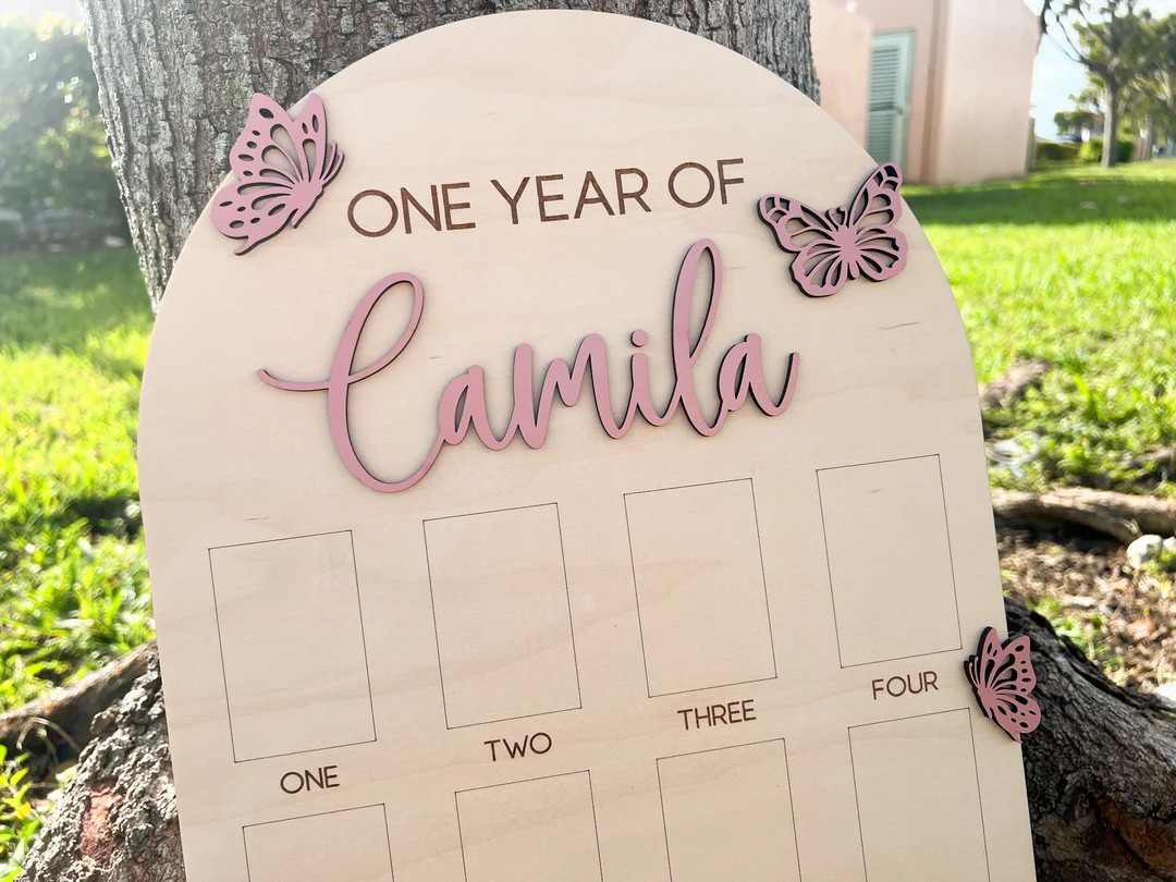 One Year of Photo Board, Butterfly First Birthday, Baby's First Year Sign, Fairy Enchanted Garden... | Etsy (US)