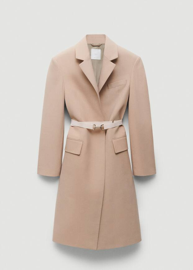Structured double fabric coat with belt -  Women | Mango USA | MANGO (US)