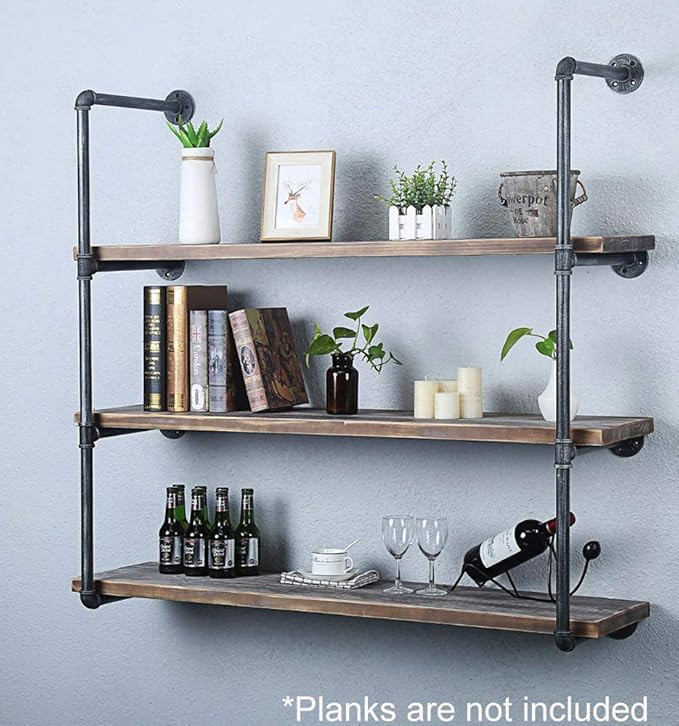 Industrial Retro Wall Mount iron Pipe Shelf,DIY Open Bookshelf,Hung Bracket, DIY Storage Shelving... | Amazon (US)