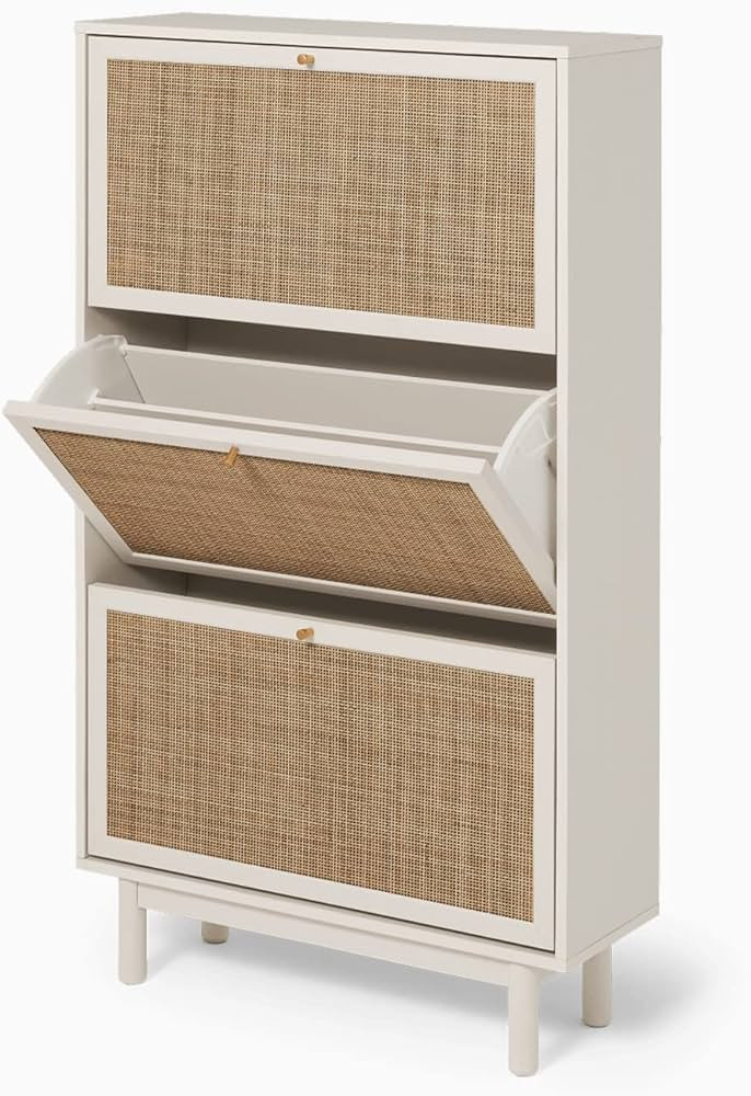 mopio Hannah Shoe Cabinet, Natural Rattan Farmhouse Shoe Organizer, Shoe Storage, Closet Shoe Rac... | Amazon (US)