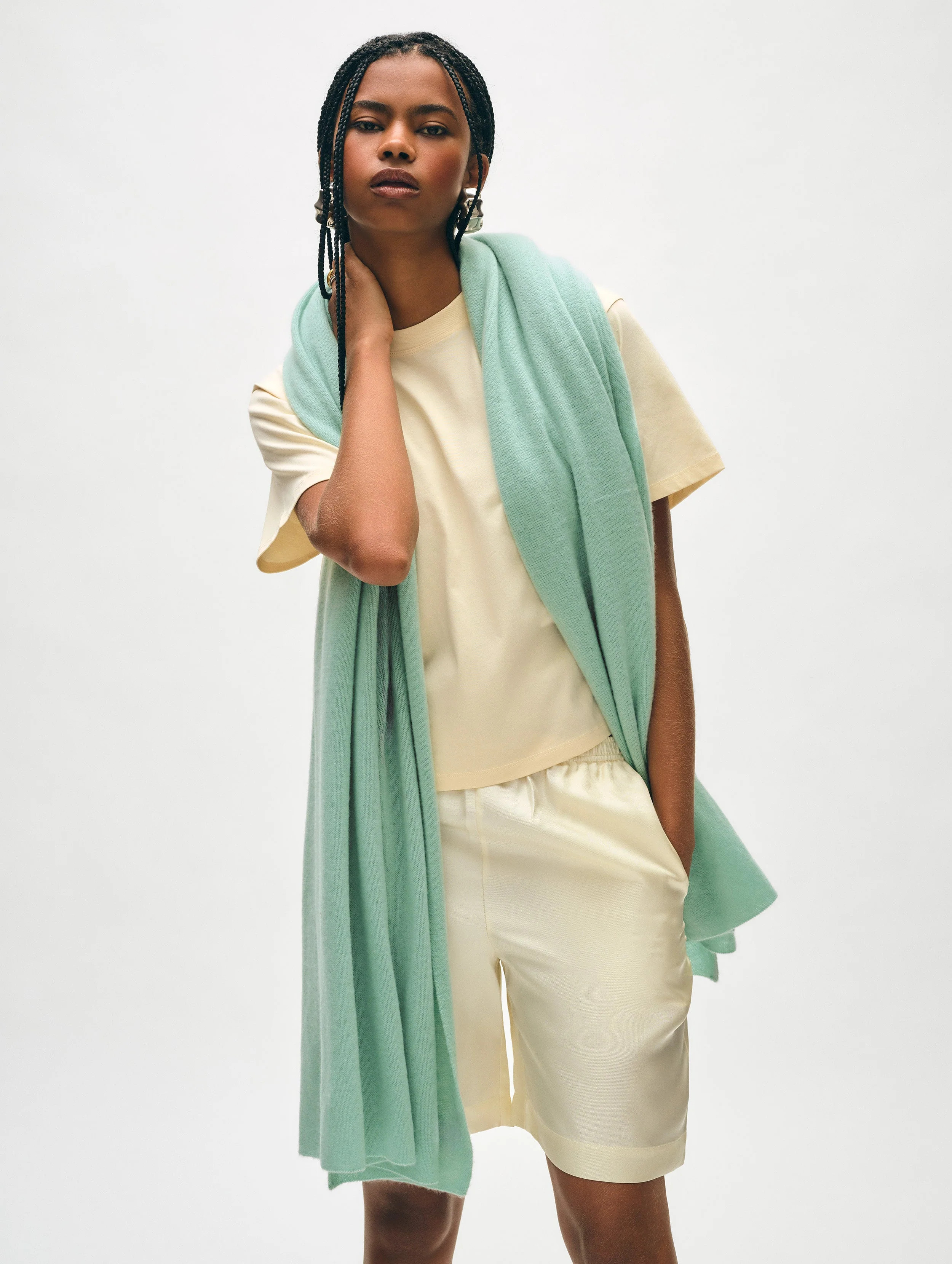 White + Warren Cashmere Travel Wrap in Spearmint size 81" x 36 | White and Warren