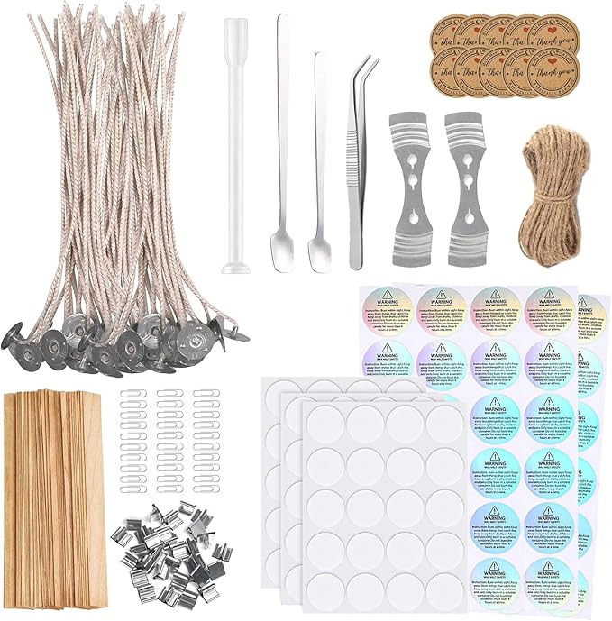 265 PCS Candle Making Kit with 2 Wick Types (50 Cotton & 30 Wood Wicks) with Storage Box - Comple... | Amazon (US)