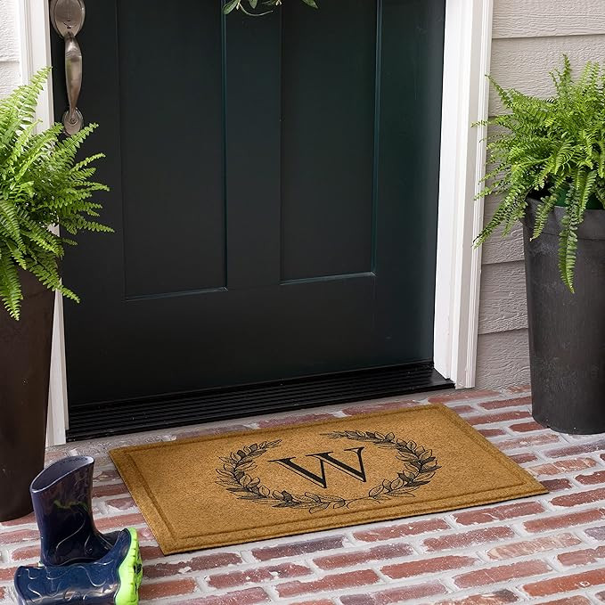 Mohawk Home Entryway Door Mat Laurel Monogram Letter W 1'6" x 2'6" Faux Coir Doormat All Weather ... | Amazon (US)