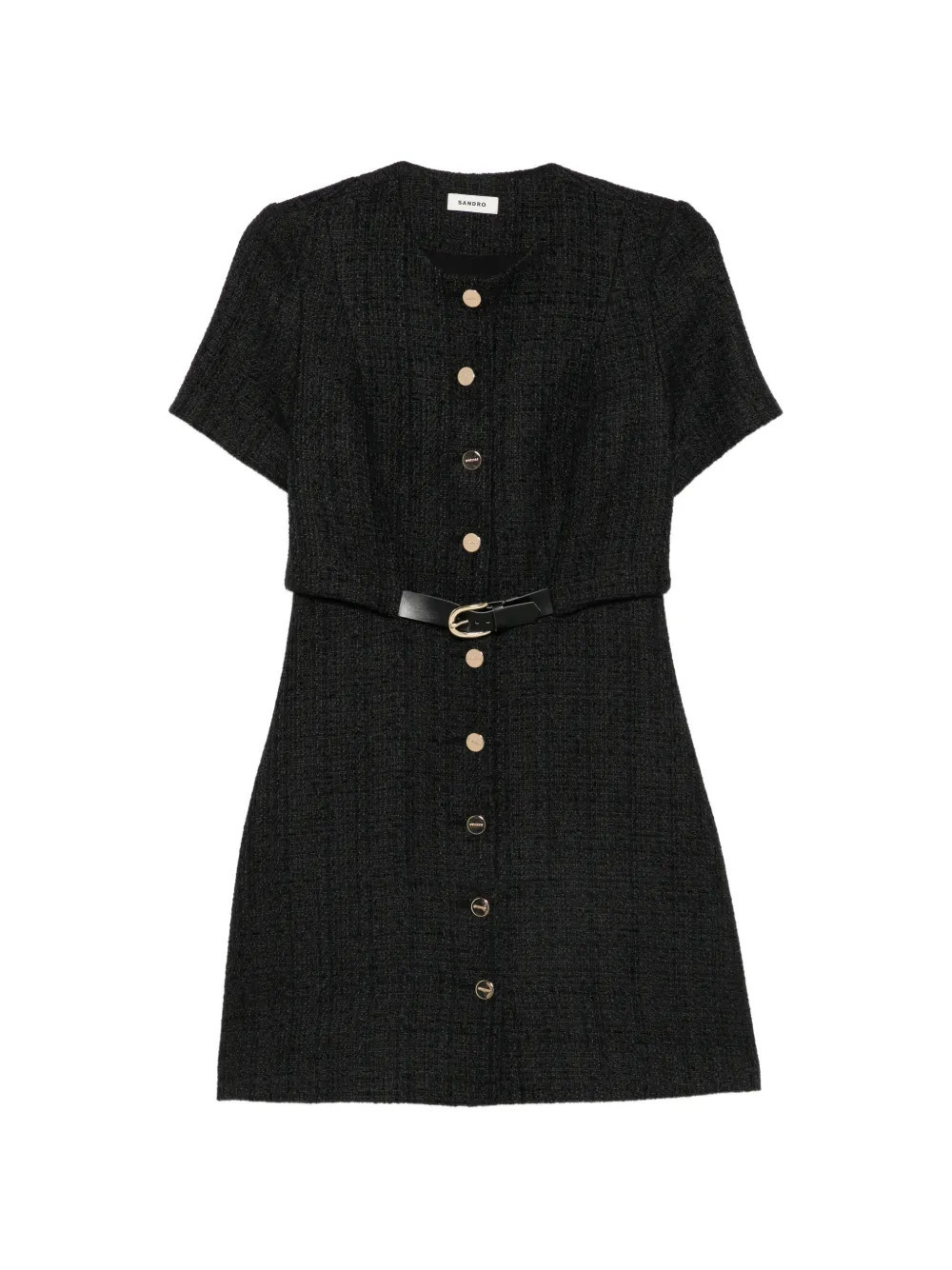SANDRO belted button-front mini dress - Black | Farfetch Global