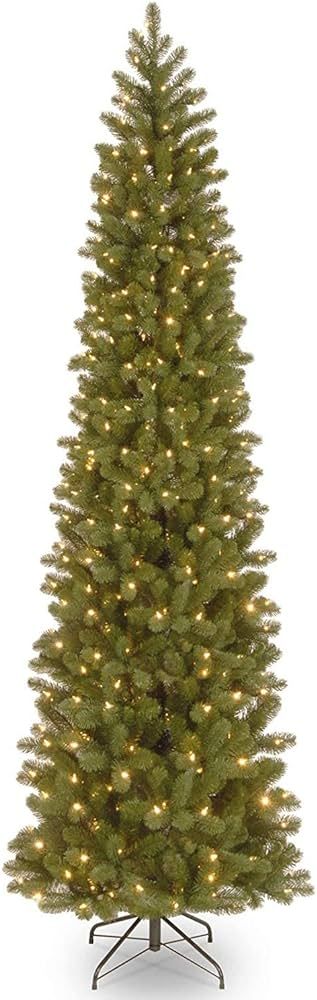Amazon.com: National Tree Company Pre-Lit 'Feel Real' Artificial Slim Downswept Christmas Tree, G... | Amazon (US)