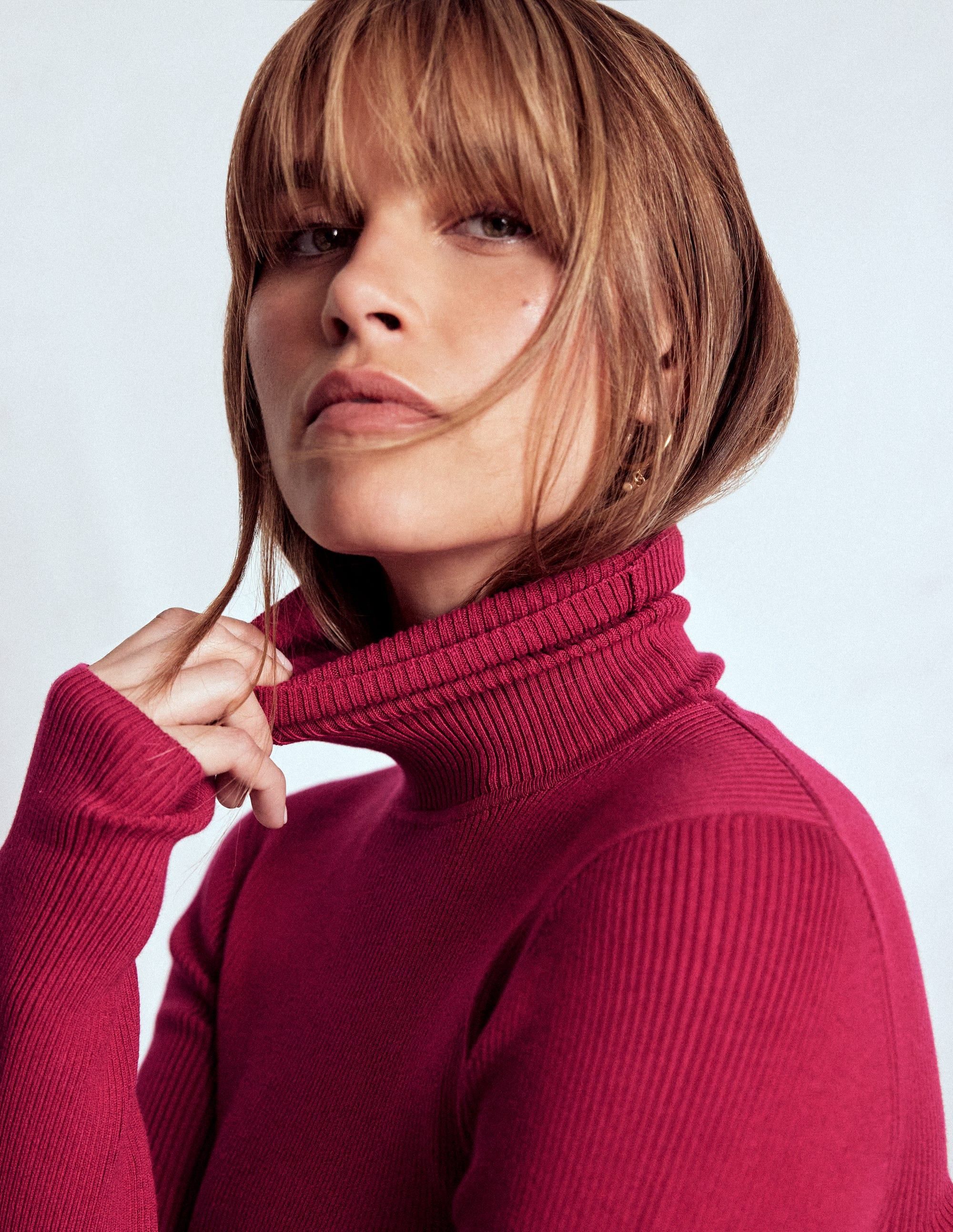 Emilia Cotton Roll Neck Jumper-Bright Cherry | Boden UK