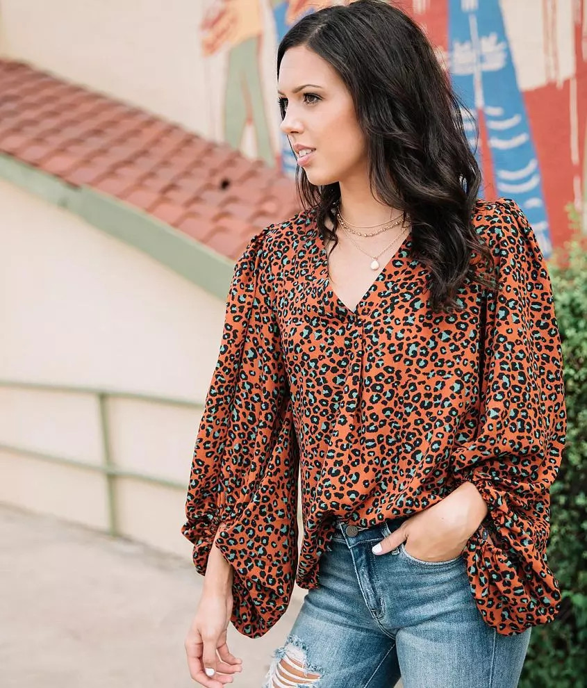 Sandy & Sid Animal Print V-Neck Blouse | Buckle