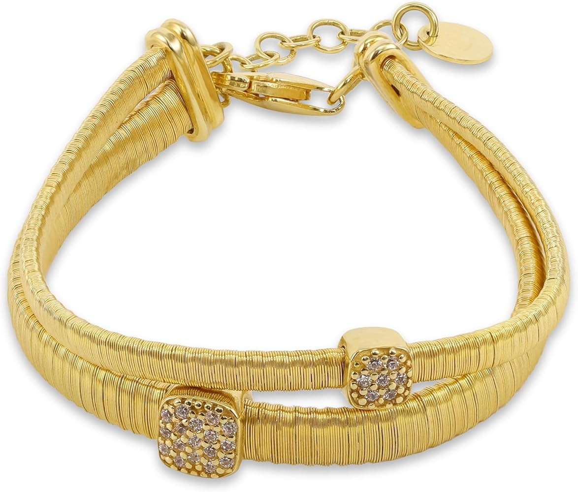 Minimalist Gold Coil Bracelet S925 Silver Adjustable Bracelet Italian Coil Craft Handmade Jewelry... | Amazon (US)