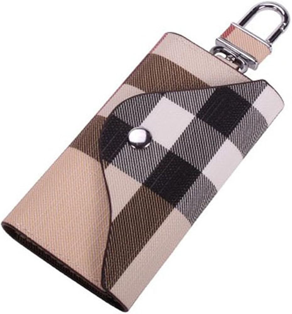 Women Leather Car Key Holder Bag, Men Keychain Case Wallet with 6 Loop Hooks Keyring Bag | Amazon (US)