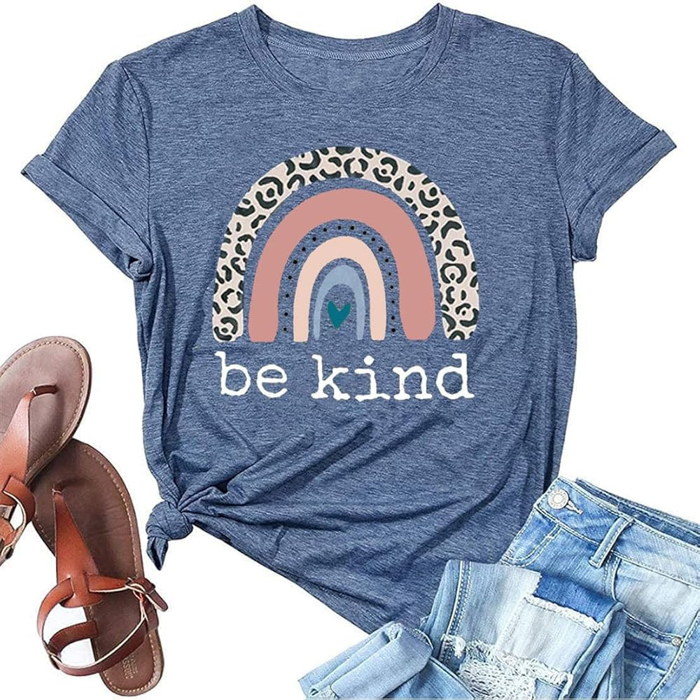 Be Kind T Shirts Women Graphic Short Sleeve Summer Tops Loose Casual Teacher Tees | Amazon (US)