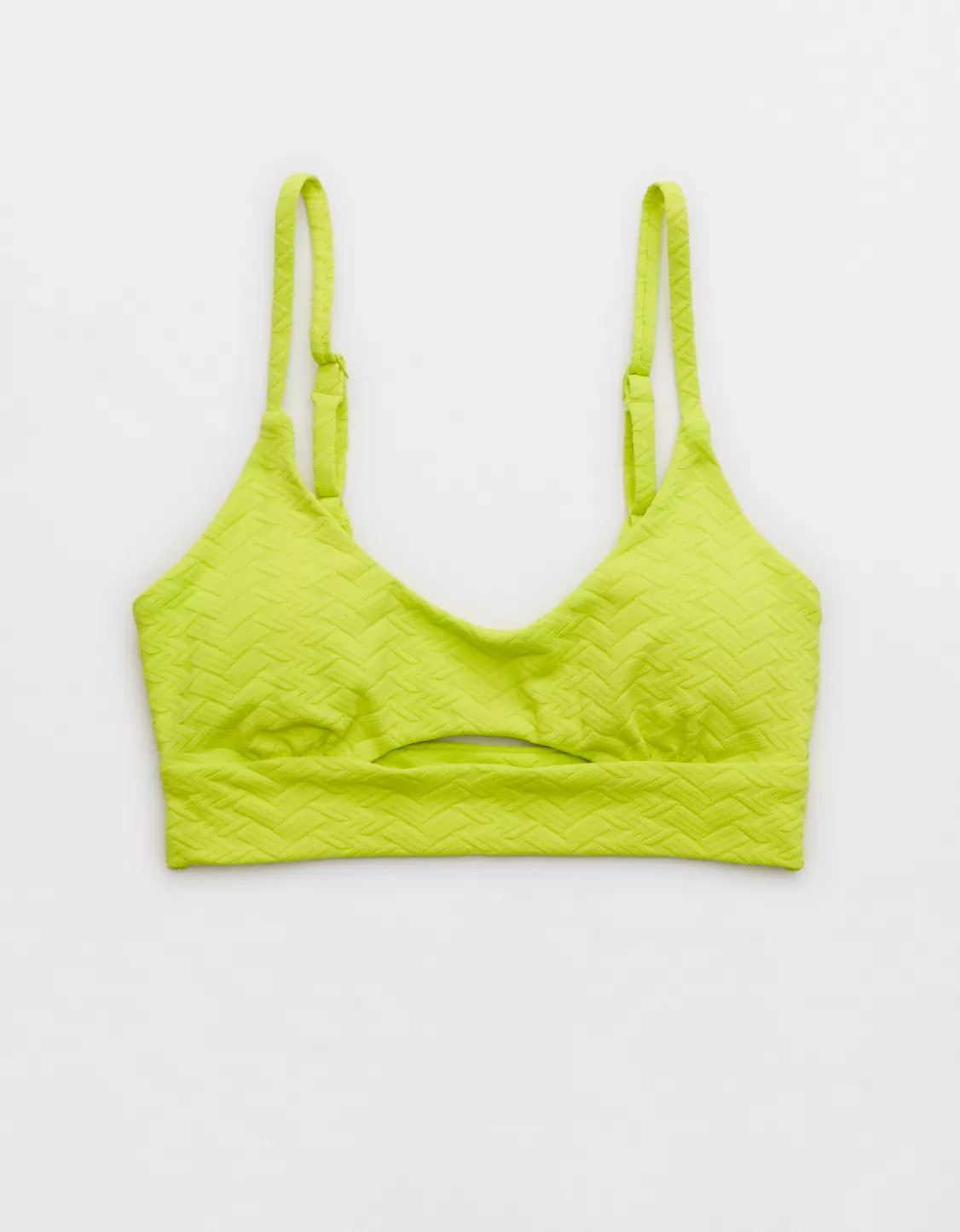 Aerie Jacquard Cut Out Scoop Bikini Top | Aerie