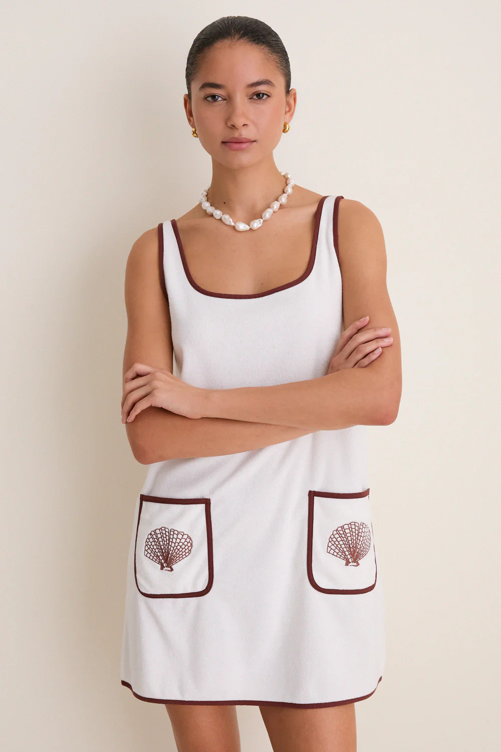 Blanc Shell Embroidered Terrycloth Dress Coverup | Tuckernuck (US)