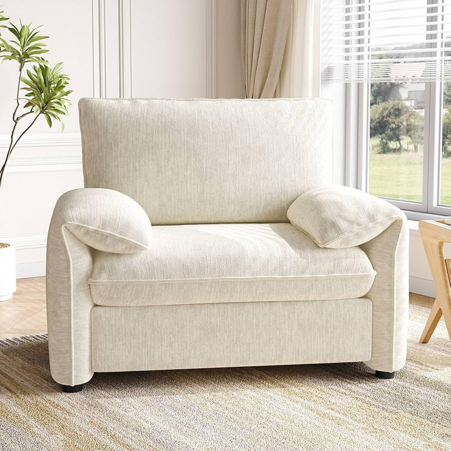 Oversized Accent Chair, Chenille Fabric Reading Chair with High Back, Comfy Armchair with Padded ... | Amazon (US)