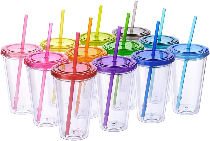 Cupture 12 Insulated Double Wall Tumbler Cup with Lid, Reusable Straw & Hello Name Tags, Colors m... | Amazon (US)