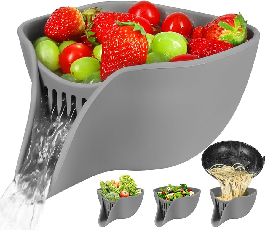 Advantez Multifunctional Drain Basket,2.4 QT Small Colander Bowl with Spout for 1.5-3 QT, Silicon... | Amazon (US)