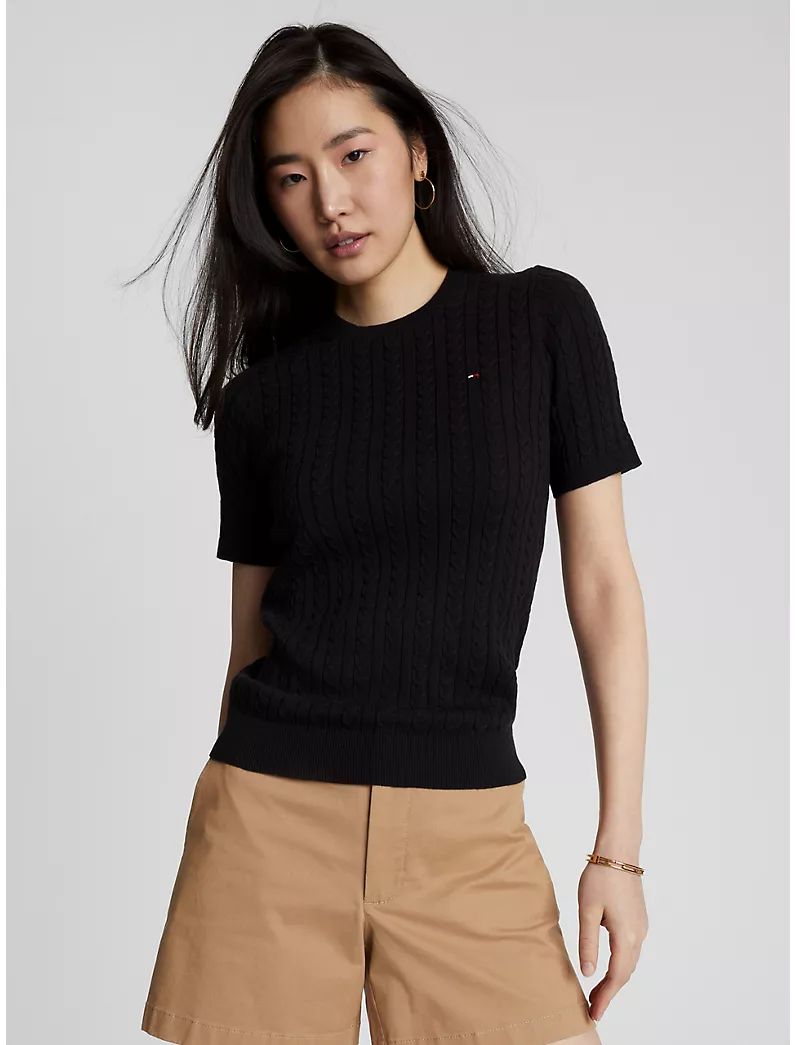 Cable Knit Short-Sleeve Sweater | Tommy Hilfiger | Tommy Hilfiger (US)