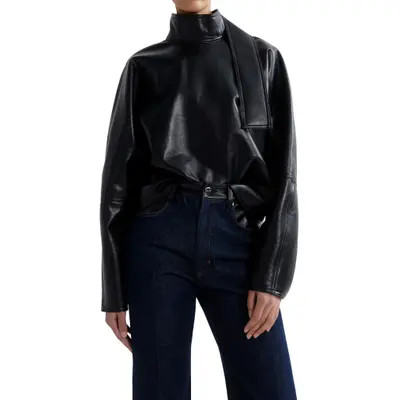 AGOLDE Kembra Recycled Leather Top in Detox Black at Nordstrom, Size X-Small | Nordstrom