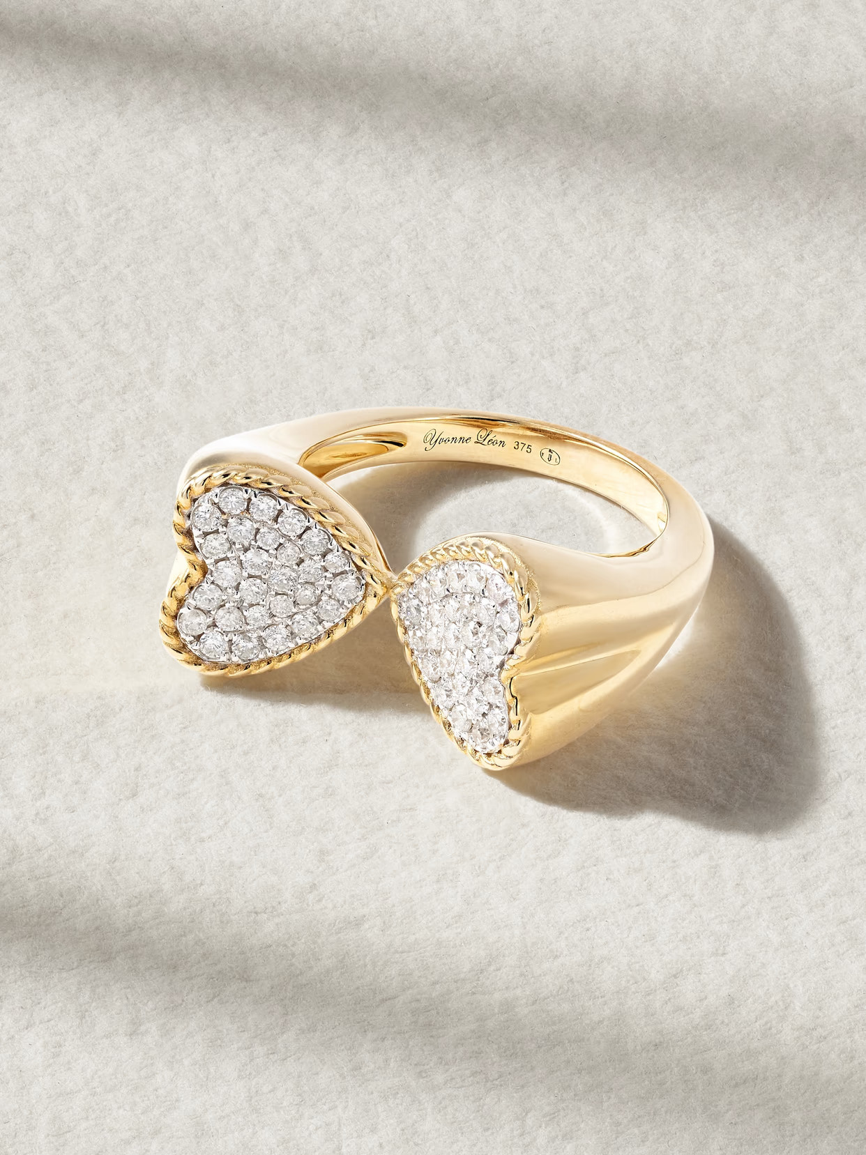 Yvonne Léon - Double Coeur 9-karat Gold Diamond Ring - 49 | NET-A-PORTER (US)