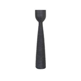 Hello Honey® 28" Black Hand-Carved Mango Wood Ribbed Candle Holder | Michaels® | Michaels Stores