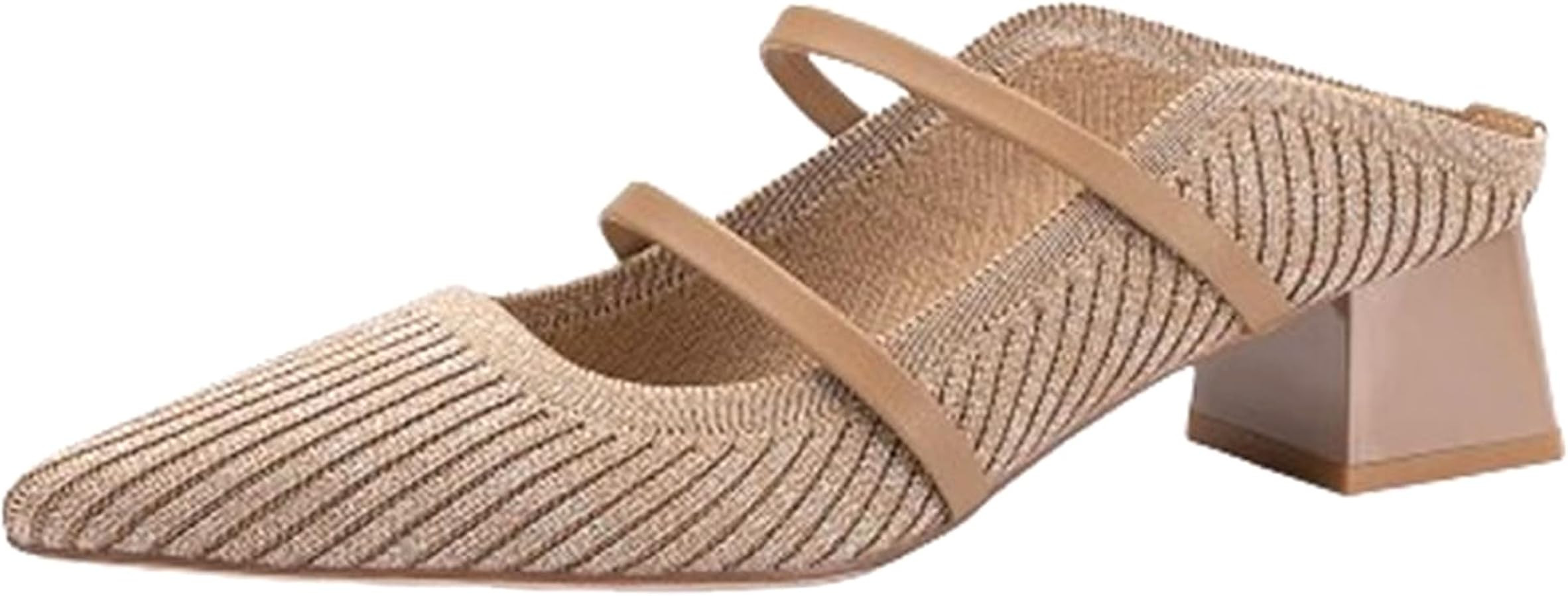 Women's Pointed Toe Mules - Chunky Heel Slide Sandals for Women, Comfortable Commute Shoes, Open ... | Amazon (US)