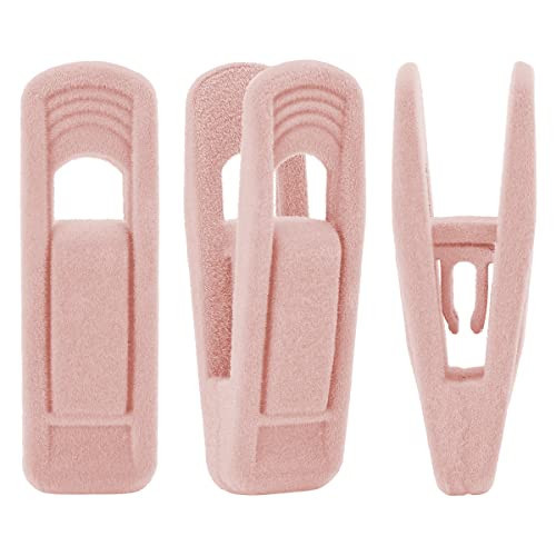 Trgowaul Light Pink Velvet Hangers - Strong Finger Clips for Thin Hangers, Perfect for Suits, Skirts, Pants & Baby Clothes | Amazon (US)