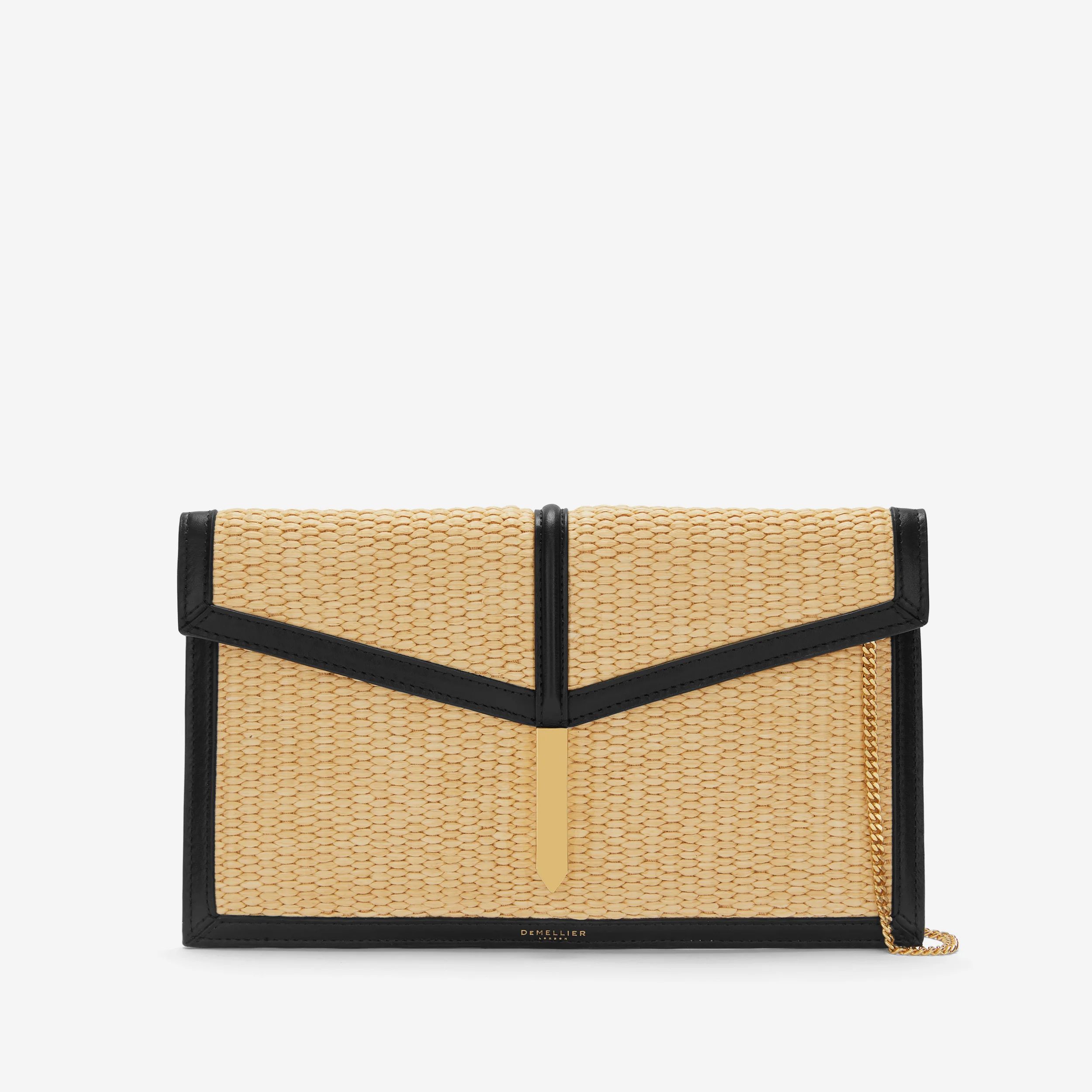 The Tokyo Clutch | Black Smooth & Warm Raffia | DeMellier | DeMellier