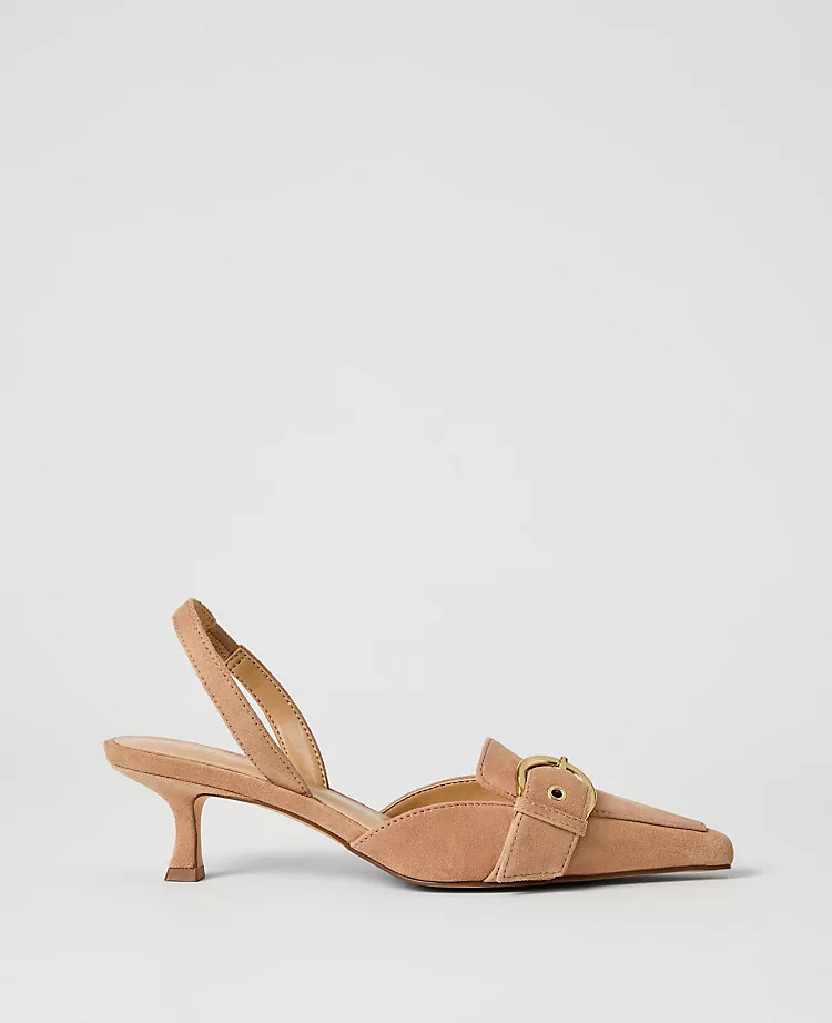 Suede Buckle Slingback Pump | Ann Taylor