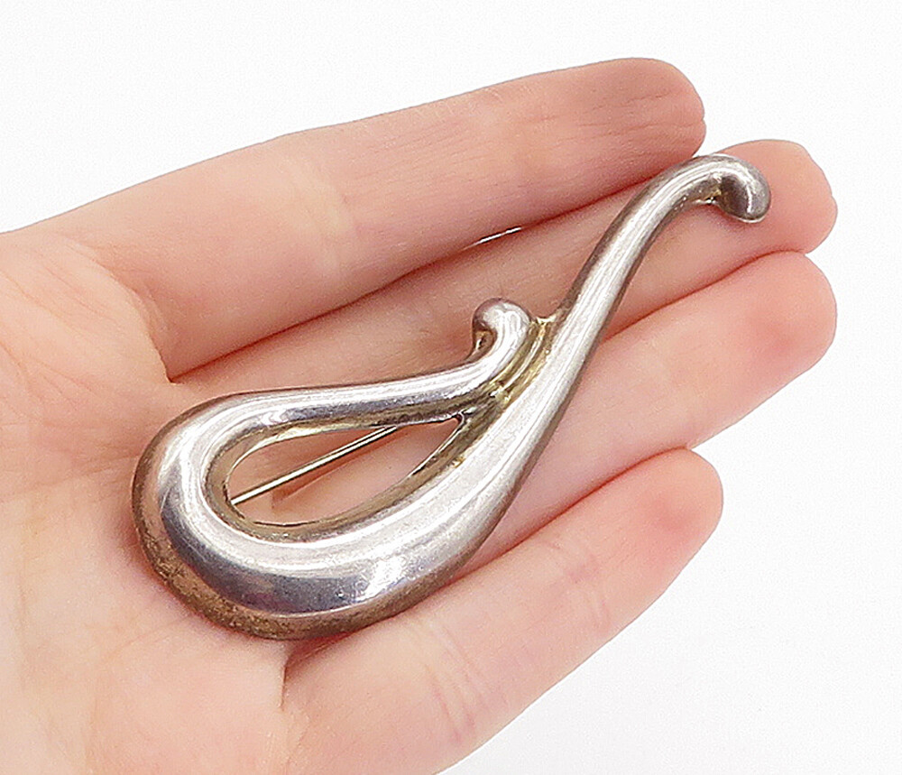 MEXICO 925 Sterling Silver  Vintage Shiny Smooth Swirl Brooch Pin  BP1411 | eBay US
