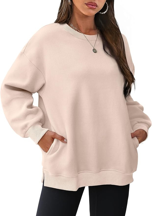 WIHOLL Womens Oversized Sweatshirts Crewneck Long Sleeve Tops Fleece Pullover Fall Fashion Clothe... | Amazon (US)