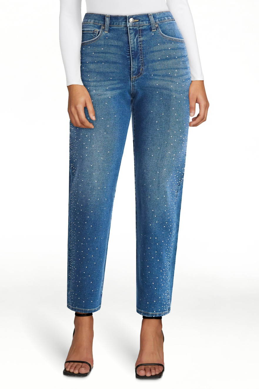 Sofia by Sofia Vergara Women's and Women's Plus Size Lana Embellished Relaxed Straight Cropped Hi... | Walmart (US)