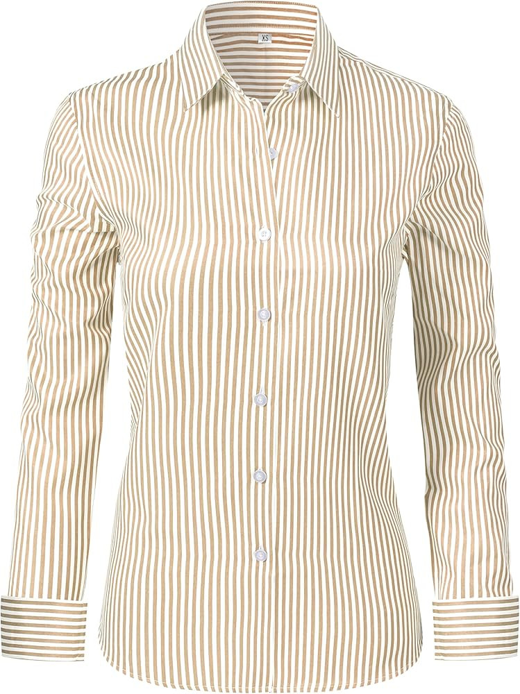 Ruisin Super Soft Wrinkle Free Button Down Shirts for Women Solid Long Sleeve Striped Formal Work... | Amazon (US)