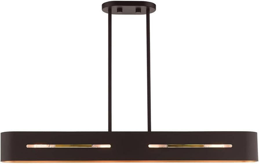 Livex Lighting, 45767-07, Ravena, Linear Chandelier, Bronze with Antique Brass Accents | Amazon (US)