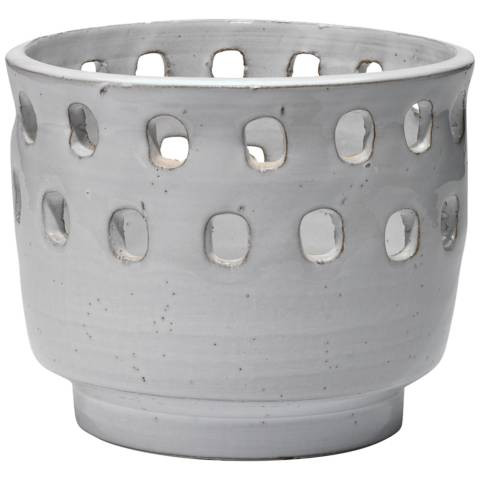 Jamie Young Perforated White Ceramic Decorative Pot | Lamps Plus