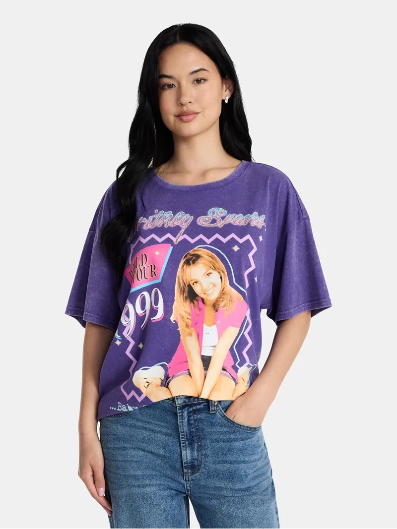 Britney Spears Women's Oversized Graphic Tee with Short Sleeves, Sizes XXS-4X | Walmart (US)