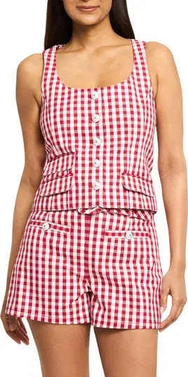 Lovina Mini Gingham Stretch Cotton Top | Nordstrom