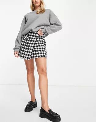 Topshop boucle mini skirt in monochrome | ASOS (Global)