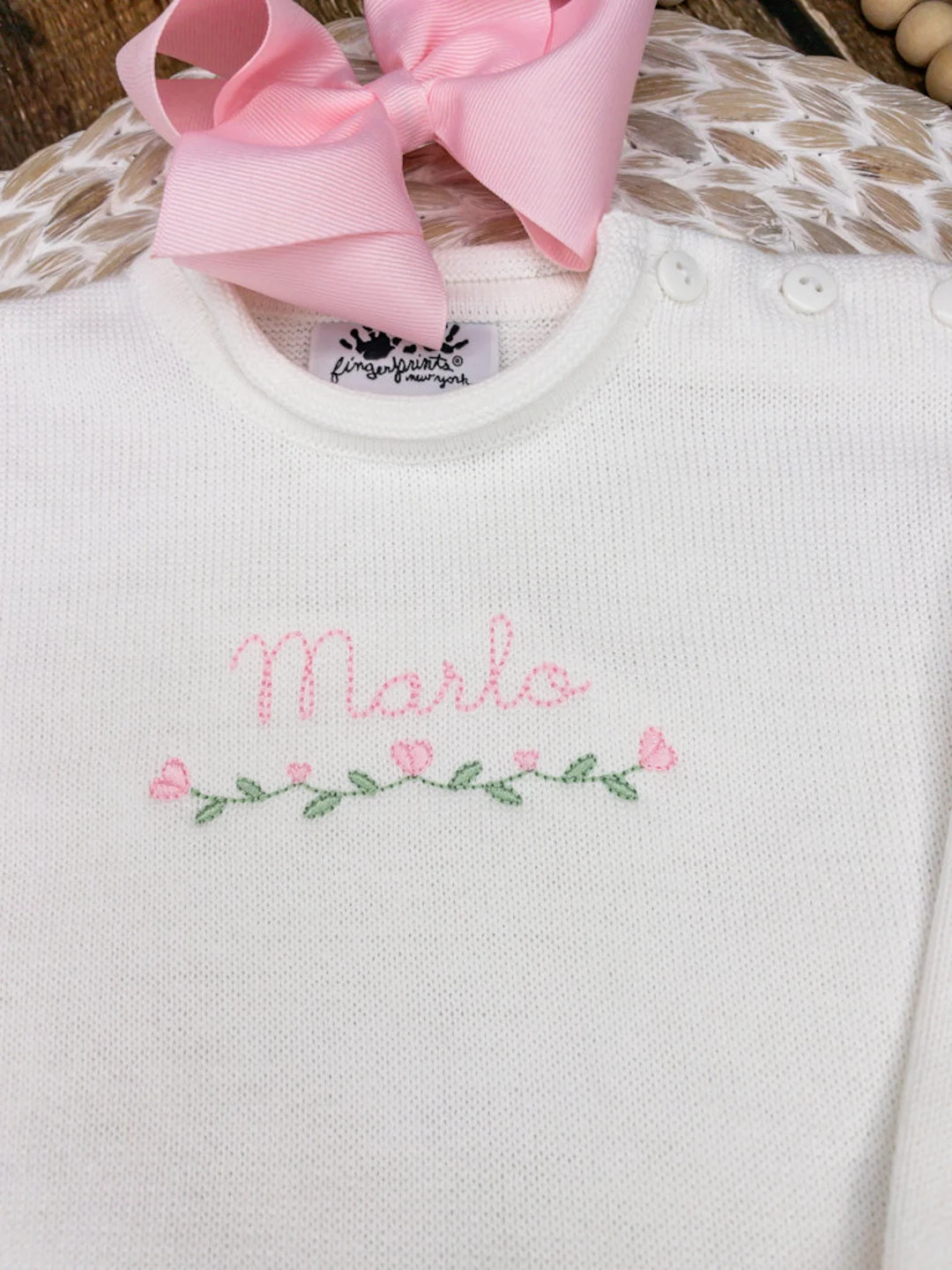 Personalized Rollneck Sweater, Baby Girl Floral Swag Roll Neck Sweater, Baby Sweater Personalized... | Etsy (US)