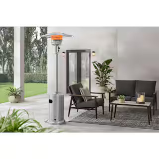 48000 BTU Stainless Steel Propane Standing Patio Heater with Wheels | The Home Depot