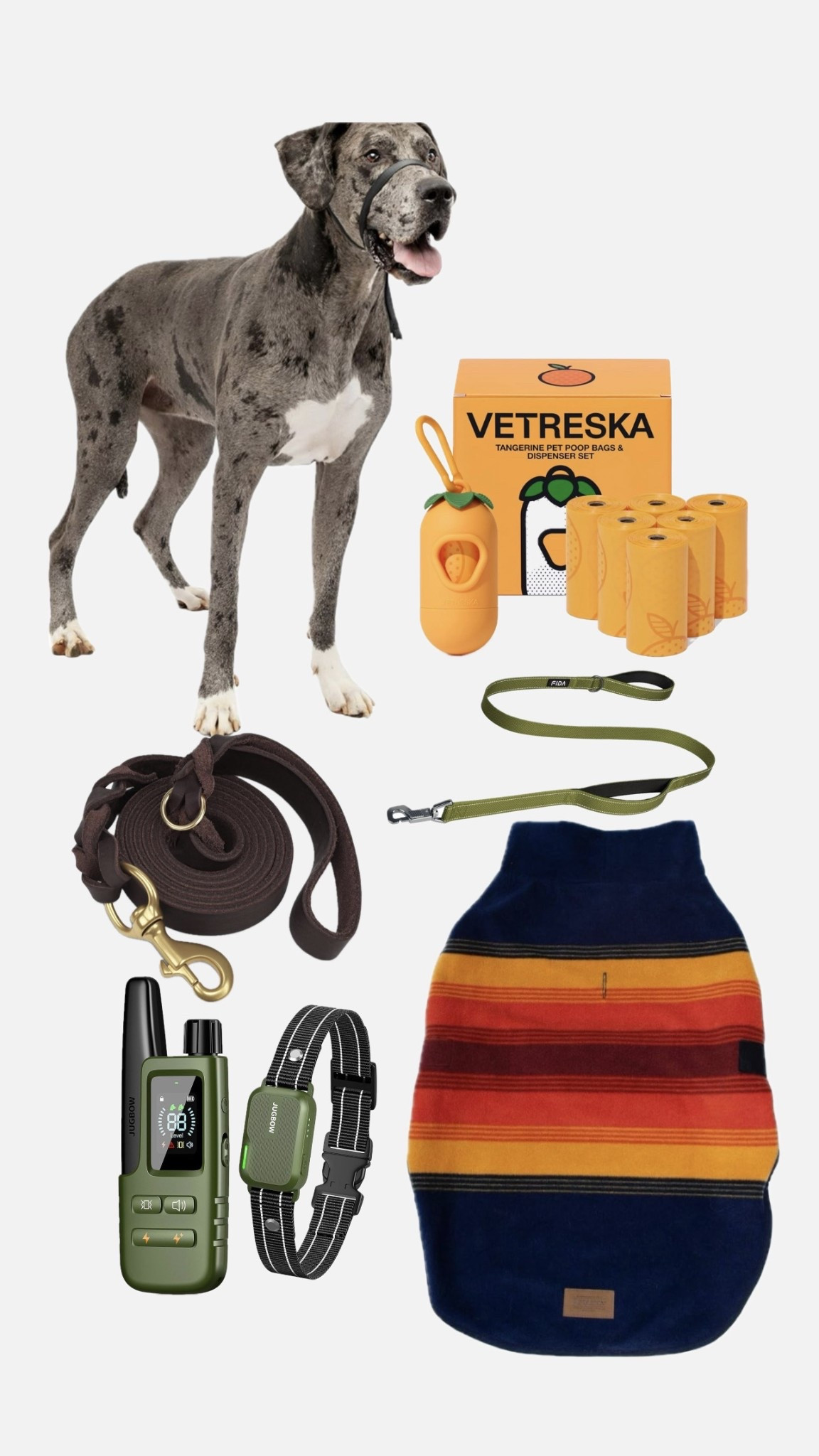 Dog walking must haves! Dog leashes, the gentle leader is a 10/10 I won’t take the dogs on a walk without it! And the Pendleton jackets, SO cute! The training collar we have only used the sound on it and our dogs respond extremely well.

#LTKFindsUnder50