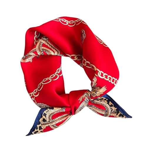 PLIPON 100% Mulberry Silk Neck Scarf - 21"x21" Small Printed Square Neckerchief Scarves for Women Red | Amazon (US)
