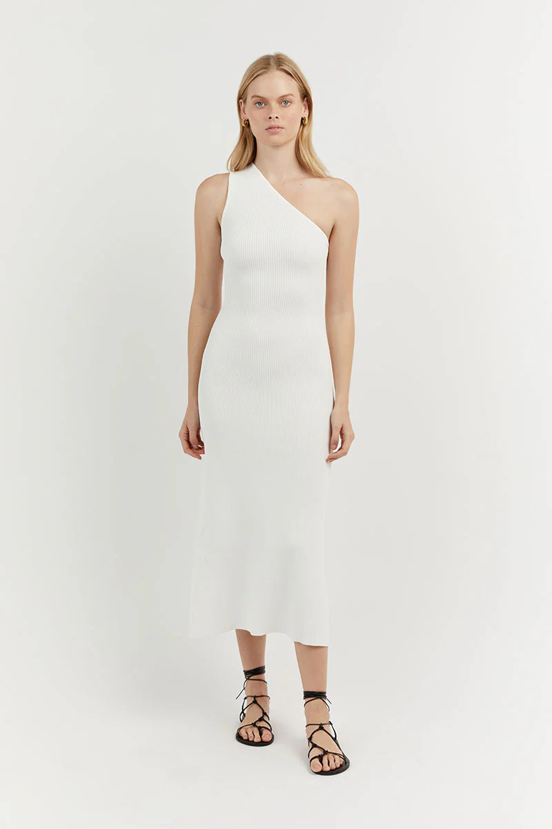 MOSSMAN WHITE ONE SHOULDER DRESS | DISSH