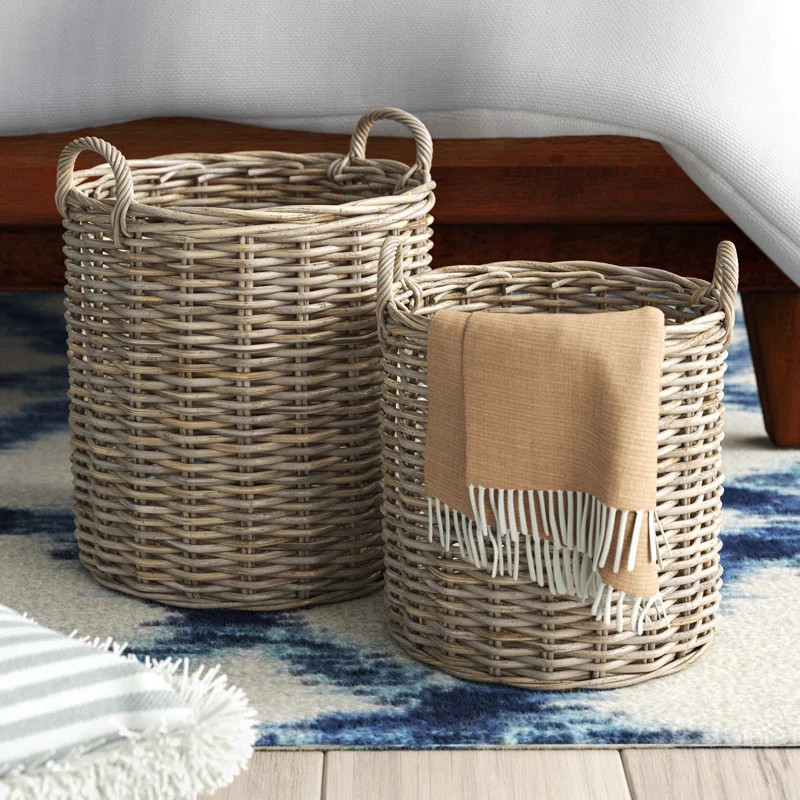 2 Piece Rattan Basket Set | Wayfair North America