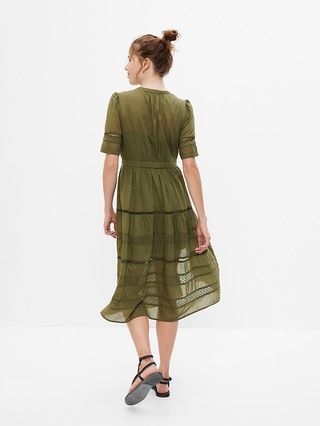 Lace Button-Front Midi Dress | Gap (US)