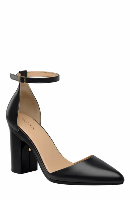 Pashion Footwear The D'Orsay 4"" Block Heel in Coal Leather at Nordstrom, Size 9.5 | Nordstrom