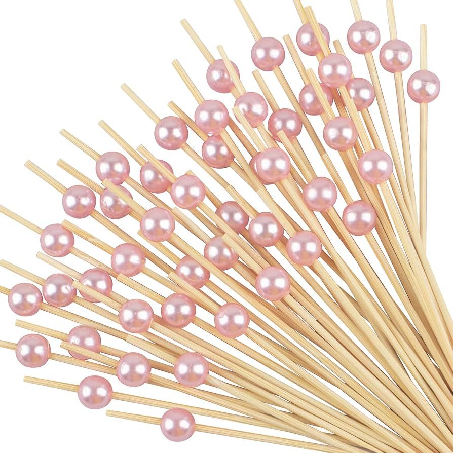 Cocktail Picks - 100 Counts Decorative Toothpicks for Appetizers, Long Fancy Bamboo Skewers for F... | Amazon (US)